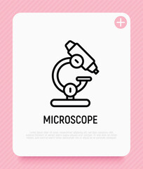 Microscope thin line icon. Laboratory equipment. Modern vector illustration.