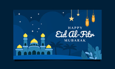 Happy eid al-fitr banner background template design