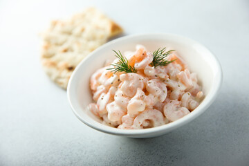 Traditional Scandinavian shrimp salad