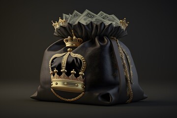 money bag with crown created using AI Generative Technology