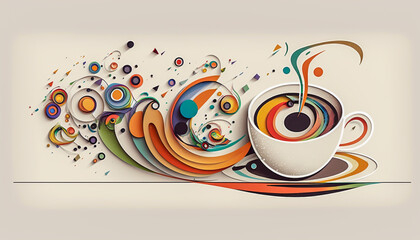 Abstract cup full of expresso coffee , with smoke, in a white background, generative ai	