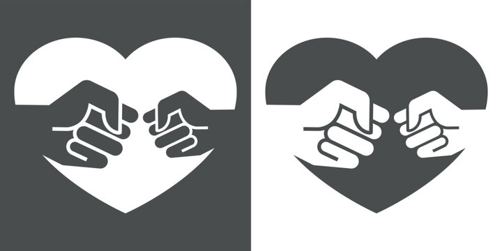 Logo del d&iacute;a del padre. Silueta de golpe de pu&ntilde;o en coraz&oacute;n en espacio negativo