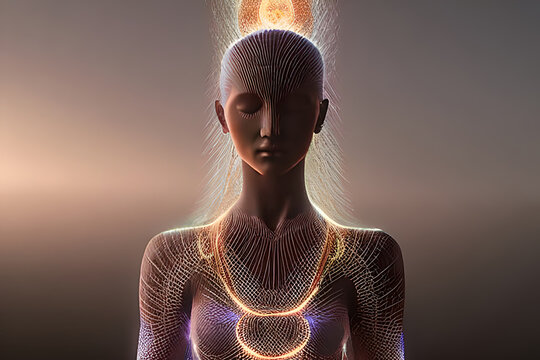 Spiritual Meditative Being with Light and Energy, created using Generative Ai Technology.