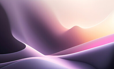 Beautiful abstract colorful minimalistic geometric background for design with smooth waves and color transitions from purple to pink. AI generated.