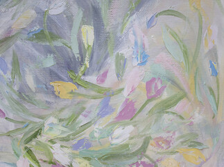 Spring pastel color background. Soaring gentle flowers.