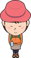 お辞儀する女性キャンパー