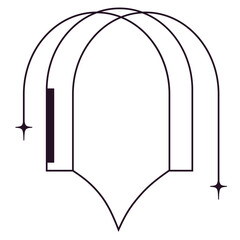 Monoline arch frame. Aesthetic shape. Transparent PNG.