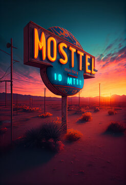 Motel Sign, Aesthetic, Neon Light, Neon Text