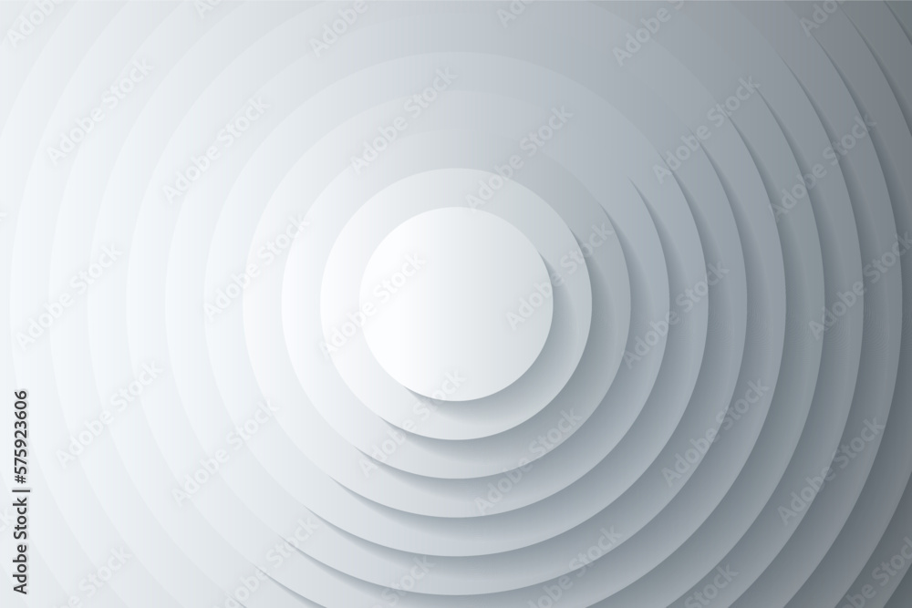 Poster concentric circles with shadows. abstract background. white circulars. . cut out paper. vector graph