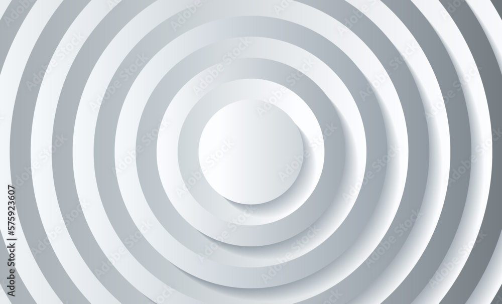 Poster concentric circles with shadows. abstract background. white circulars. . cut out paper. vector graph