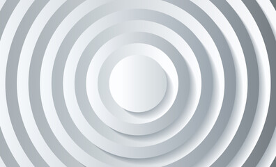 Concentric circles with shadows. Abstract background. White circulars. . Cut out paper. Vector graphic design