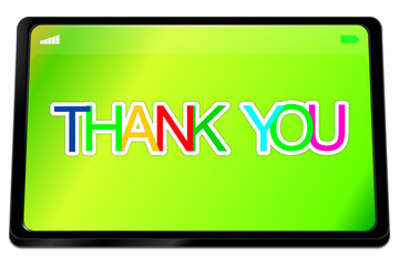 Tablet computer with Thank you Banner - 3D illustration