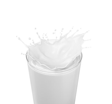 splash of milk in the glass and pouring isolated on white background with clipping path,3d rendering