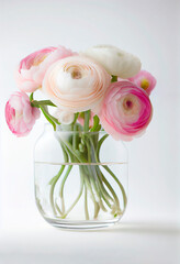 Fototapeta premium bouquet of flowers ranunculi, ai generation