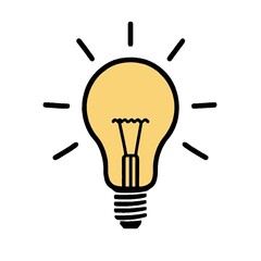 Light bulb icon. Light Bulb line icon vector, isolated on white background. Idea sign, solution, thinking concept. Lighting Electric lamp. Electricity, shine. Trendy Flat style for graphic design