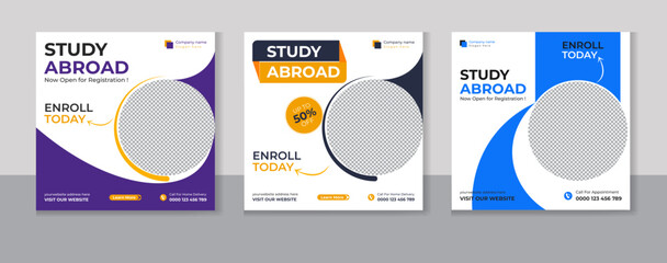 Study Abroad Social Media Post design template
