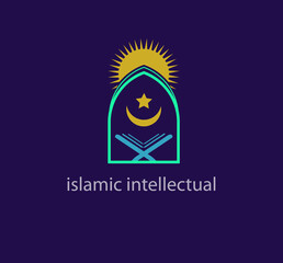 Islamic education with intellectual style logo design template. Abstract arabic symbol. Modern color transitions. Religion and Culture design logo template. vector.
