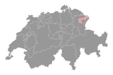 Appenzell Ausserrhoden map, Cantons of Switzerland. Vector illustration.