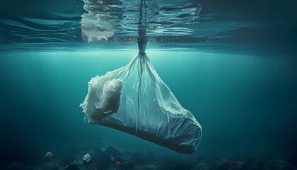 Plastic waste in the ocean. Generative AI.
