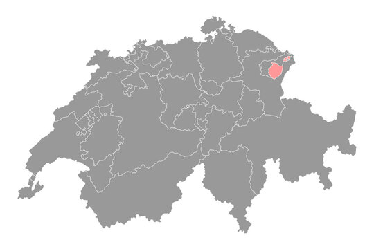 Appenzell Innerrhoden map, Cantons of Switzerland. Vector illustration.