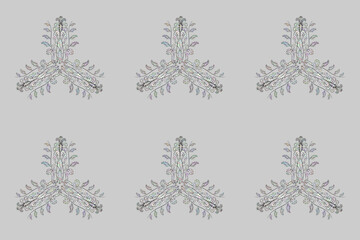 Seamless pattern with interesting doodles on colorfil background. Pano. Raster illustration.