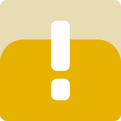 Warning or Attention or Caution Sign with Exclamation Mark Icon in Yellow Soft Edged Square with 3D Style Shiny Effect. Vector Image.