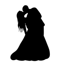bride and groom black silhouette, wedding