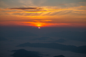 sunrise with orange sky, new day with beautiful sky