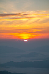 Obraz premium sunrise with orange sky, new day with beautiful sky