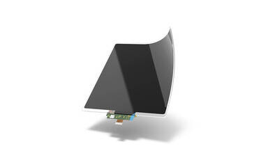Blank black flexible folded corner rectangular display mockup, isolated