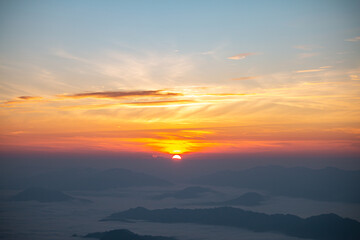 Fototapeta premium sunrise with orange sky, new day with beautiful sky