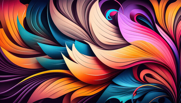 Beautiful modern colorful flower wallpaper background pattern design. Colorful abstract painting with leaves 