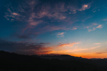 sun colouring the sky, horizontal closeup 