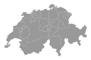 Switzerland map with Cantons. Vector illustration.