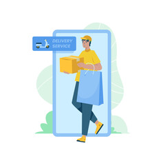 Online shopping delivery service vector illustration