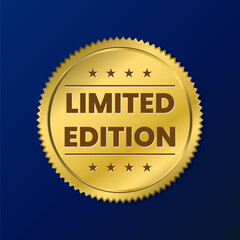 Limited edition product item golden glossy button badge icon design vector