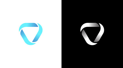 Loop triangle logo trinity vector monogram icon style Design template