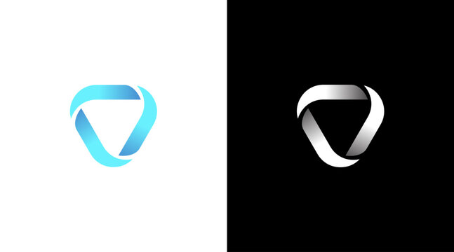 Loop triangle logo trinity vector monogram icon style Design template