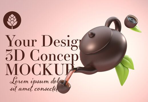 Asian Concept with Tea Mockup