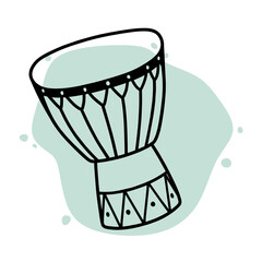 Doodle Of Djembe Music Traditional. Hand drawn African djembe icon