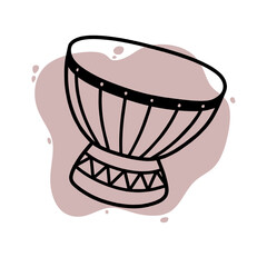 Fototapeta na wymiar Doodle Of Djembe Music Traditional. Hand drawn African djembe icon