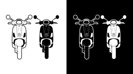 Scooter matic motorcycle vehicle front view detailed vector illustration outline icon Design