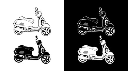 Scooter matic motorcycle side view detailed vector illustration outline icon Design