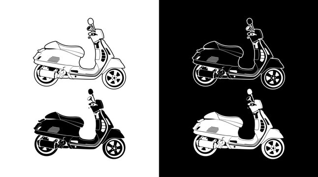 Scooter matic motorcycle side view detailed vector illustration outline icon Design
