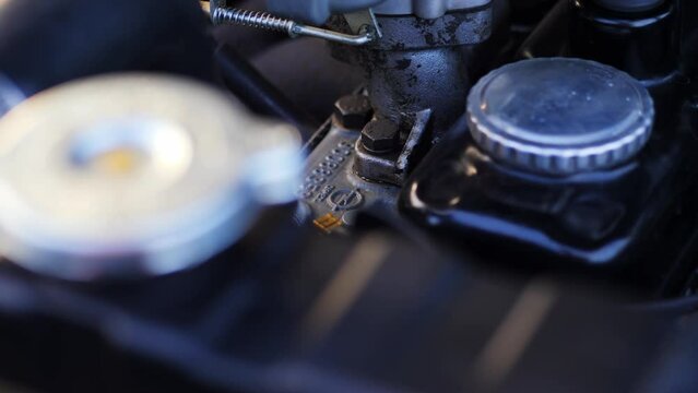 Opel Olympia classic car Opel logo detail macro shot on a slider, 50 fps, slow motion
