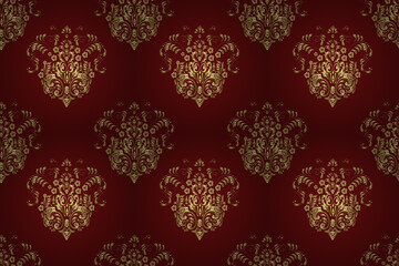 Seamless pattern with interesting doodles on colorfil background. Pano. Raster illustration. Vintage style.
