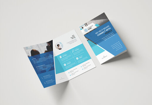 Blue Bifold Brochure Design Layout