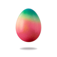 Colorful painted natural easter chicken egg flying isolated 