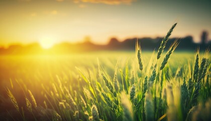 Beautiful wheat field in the sunset made with generative ai