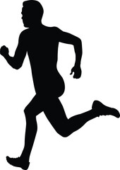man sprinter runner running black silhouette